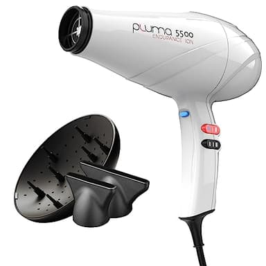 GA.MA Italy Professional, Pluma 5500 Endurance Ion, Secador de Pelo Profesional con Motor Italiano de CA de 2400 W, tecnología Ion Plus para un Pelo brillante y sin encrespamiento, color blanco