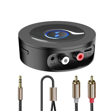 Receptor Bluetooth 5.2 HiFi, Adaptador Bluetooth Jack 3.5mm Nivel Lossless para Estéreo Casa, Altavoz, Amplificador, con Salidas AUX/RCA, Largo Alcance, Audio HD y Baja Latencia
