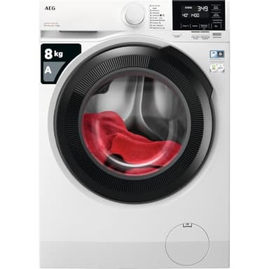 AEG LFR6184N4B Lavadora de Carga Frontal 8 Kg, 1400 rpm, Libre Instalación, Funcón Vapor, Programa Rápido, Motor Inverter, Panel LCD, Serie 6000, Blanca, Clase A, Fabricado en UE