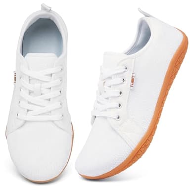 Geweo Barefoot Zapatillas Trail Minimalistas Running Hombres Mujer Zapatos Parkour Senderismo Unisex Adulto Exterior Interior Descalzos Antideslizantes Transpirables Blanco Marrón 43EU