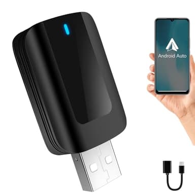 YVVV Adaptador inalámbrico para coche Android, se actualiza rápidamente de cable a inalámbrico Android Auto Plug & Play, compatible con Android 11+ y coches con Android Auto con cable