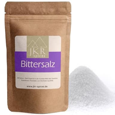 JKR Spices Sal de Epsom 500g | Sal de Epsom grado alimenticio | Sulfato de Magnesio grado alimenticio | MgSO4 en bolsa resellable neutra en CO².