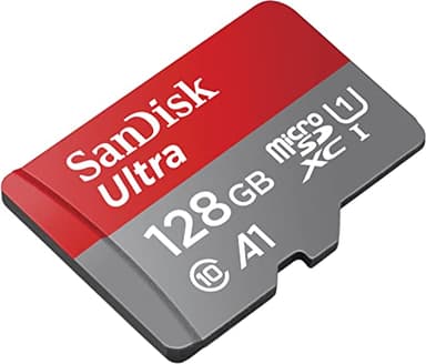 SanDisk Ultra microSDXC UHS-I memory card 128 GB + adapter (A1, Class 10, U1, Full HD videos, up to 120 MB/s read speed),, Speed-Mbps/10x