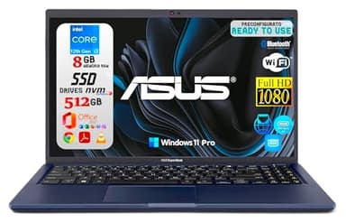 ASUS ExpertBook B1 (B1502), pantalla portátil de 15,6 pulgadas Full HD, CPU Intel Core i3-12th, 8 GB de RAM DDR4, 512 GB NVMe SSD, Windows 11 Pro, Office 2021 Pro Plus – Portátil listo para usar