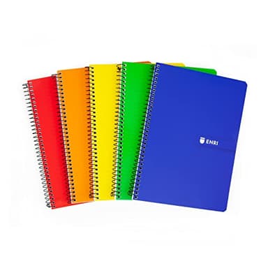 Enri, Cuadernos A5 (4º) Cuadrícula 4x4, Tapa Blanda, 80 Hojas, Pack 5 Libretas, Colores Surtidos