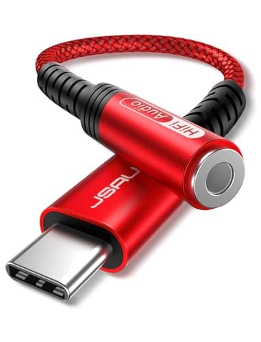 JSAUX Duradero Adaptador USB Tipo C a Jack 3.5 mm Auriculares, Adaptador USB C Jack para Samsung Galaxy S22/S21/S20/S20 FE, Xiaomi Mi 10/9/8, Huawei P40/P30/P20, Pixel 4/3/2 XL-Rojo