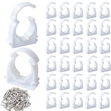 Abrazadera de Tubo 16mm Soporte Tuberia 50Pcs Sujecion de TuboPVC Reparación de Hebillas de Tuberías de Agua Aplicar a Tuberías Mangueras de Seguridad (M16)