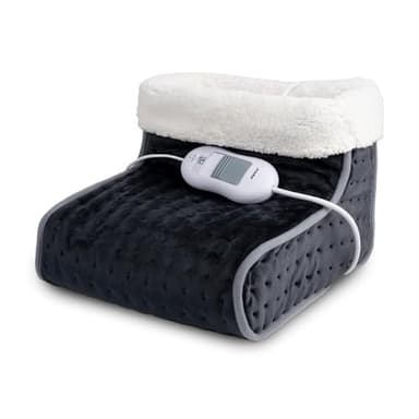 alpina Calentador de Pies Eléctrico - Calentador de Pies para el Cuidado de Los Pies - Cojin Caliuenta Pies - Calentador de Pies Lavable - 3 Niveles de Calor - Gris