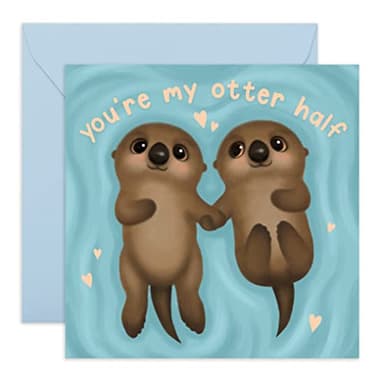 Central 23 Tarjeta de feliz cumpleaños - You're my Otter Half - Nutria - Tarjeta de aniversario de boda para él ella - Tarjeta de San Valentín romántica para esposo esposa novia novio