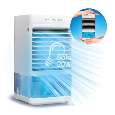 Enfriador Evaporativo Personal. Sin instalación. Oscilante. Bajo Consumo. 4 velocidades. 7 Colores Ambiente, Temporizador 12 h. Silencioso. Ligero. Seguro. Portátil