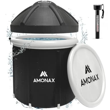 Amonax Bañera Hielo, Outdoor Ice Bath Tub para Crioterapia con Termómetro Flotante para Piscina, Tapa Y Cubierta, Bañera Agua Fria Inflables con Todos Los Accesorios, Bañera Portatil Piscina De Hielo