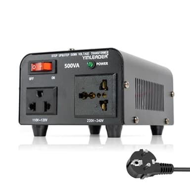 Yinleader Convertidor de Voltaje - Salida 110/220 Voltios CA - Transformador de Núcleo Toroidal EEUU de 500VA - 110V 220V 500W