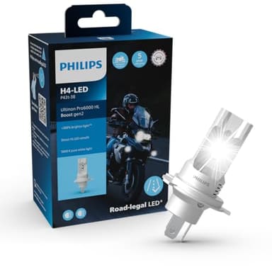 Philips Ultinon Pro6000 Boost gen2 Direct-fit Moto H4-LED lámpara LED homologada*, +300% más brillante**, 5.800K