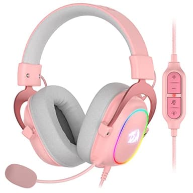 Redragon H510 Zeus-X RGB - Auriculares para Juegos con Cable Rosa, Sonido Envolvente 7.1, Controladores de Audio de 53 mm en Almohadillas de Espuma viscoelástica con Cubierta de Tela Duradera,