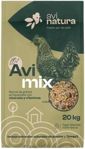 AVINATURA Mix. 20 KG. Mezcla de Cereales con MAIZ Partido Y Pipa DE Girasol para gallinas ponedoras y Aves en General