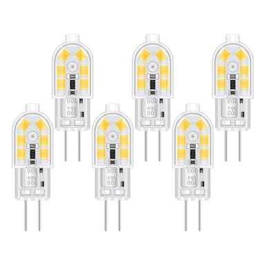 Akynite Bombillas G4 2W LED 12V Blanco Frío 6000K para Campana Extractora, 200LM, CA CC 12V Bi-pin LED, Bombilla Halógena G4 10W 20W Equivalente, no regulable, pack de 6