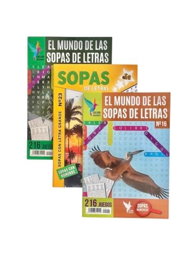 El Mundo De Las Sopas De Letras Pack de 3 Unidades Son 630 Sopas De Letras Y En Letras Grandes