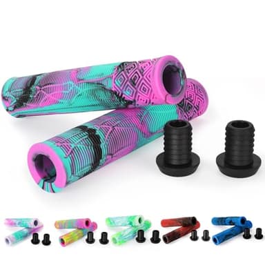 Puños para patinete – 160 mm Stunt Scooter Bicicletas Puños – Puños de manillar de color mixto para Stunt Scooter BMX MTB Bike (A negro arco iris)