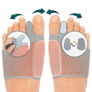 TENICORE Corrector de Juanetes 1 Par Hallux Valgus Separador De Silicona Juanetes Corrector Calcetines en los Zapatos Nocturno y Dia Endereza el Dedo Gordo del Pie Hombre Mujer Talla S 34-37