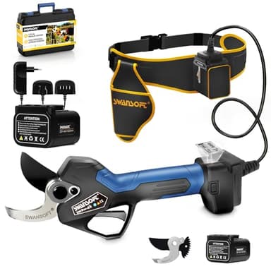[Mejor Relación Calidad-Precio] SWANSOFT PRU45 Tijeras de Podar Electricas, Profesional 45mm 25V 1150W 4Ahx2 Tesouras de Poda Podadora Electrica Bateria | Tijeras Podar Electricas, Azul/Negro