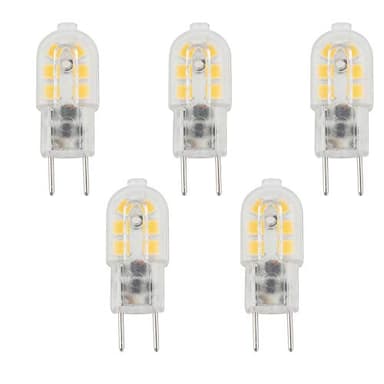 Bonlux 3W G6.35 LED Bombilla AC/DC 12V Blanco Cálido 3000K Bi pin JC Tipo GY6.35 Bombilla para Lámpara de Escritorio, Accent, Pantalla, Iluminación de Paisaje (5 unidades)