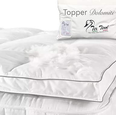 Topper para Colchón Tex Tirol Dolomiti 50% Plumón de Oca, 50% Pluma, Forro de Algodón, Varias Medidas - Doble King 180 x 200 cm