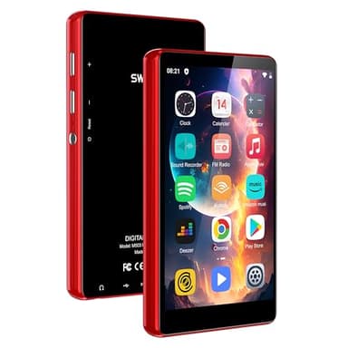 SWOFY Reproductor MP3 Bluetooth Spotify, 4,0 Pulgadas Reproductor MP3 con WiFi, Reproductor MP4 Android con Amazon Music, Audible, Deezer, Reproductor Spotify para Niños, Extensión hasta 128GB (Rojo)