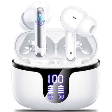 Auriculares Inalámbricos Bluetooth, Cascos Inalámbricos Bluetooth 5.4 in Ear con 4 HD Mics, 48H HiFi Estéreo Auriculares Deportivos con Reducción de Ruido ENC, IPX7 Sport Earbuds Pantalla LED 2025