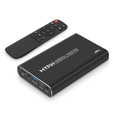 Reproductor multimedia 4K HD, salida MYPIN HDMI/AV/coaxial para MP4, MP3, MKV con control remoto, reproduce videos y fotos con unidad USB 3.0/tarjeta SD/HDD/dispositivo externo, soporte para insertar