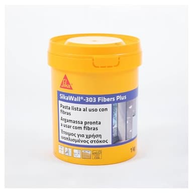SikaWall-303 Fibers Plus, Masilla acrílica reforzada con fibras lista para su uso para reparación y puenteo de pequeñas fisuras en paramentos interiores y exteriores, Blanco, 1 kg