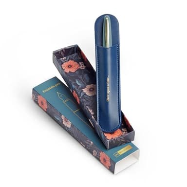 Miquelrius - Pluma estilográfica ergonómica, Azul, Óptimo para material escolar, caligrafía o lettering, Recambio cartucho corto 0.5 mm, Papelería bonita, Pluma recargable, Colección British Bloom