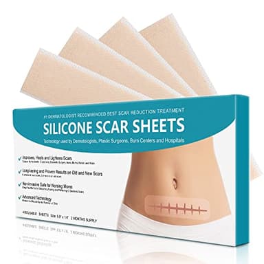 Sefudun Hojas de silicona para eliminar cicatrices de Acné, Quemaduras y Cirugía, 4 unidades, 0.03 kg, 1 Unidad (Paquete de 1), Reutilizable y Lavable