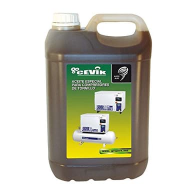 CEVIK Pro - Aceite para Compresor CA-ACEITE5LCP46 - 5L SAE10/20 - Compatible con Compresores de Tornillo - Alto Rendimiento, El embalaje puede variar