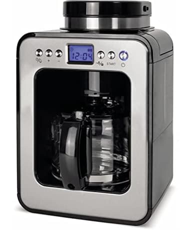 Caso 1848 - Cafetera con molinillo, acero inoxidable, color negro