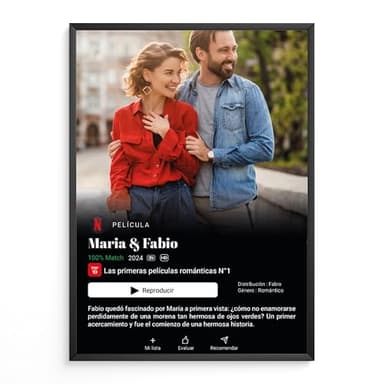 Póster Netflix personalizado con o sin marco tu texto y tu foto | Decoración de diseño de películas de Netflix | Póster de película personalizado | Póster | Acrílico | Regalo (Vertical)