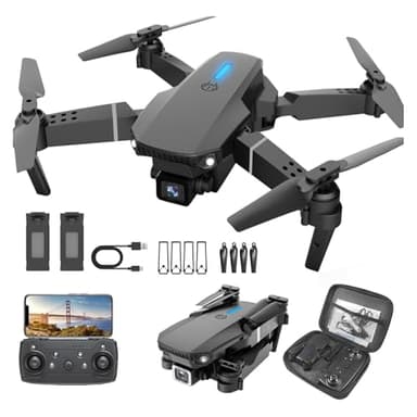 Drones con Camara 4K,Drones con Camara Adultos Niños Dron Plegable 3D Flip Regalos para Niñas/Niños Drone Plegable para Principiantes, 2 Baterías, Negro mate