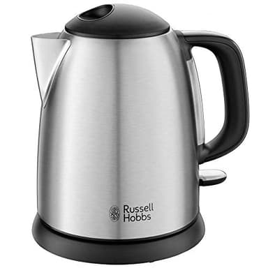 Russell Hobbs Hervidor de Agua Eléctrico Adventure - 1 litro, Pequeño, 2400 W, Filtro Extraíble, Zona de Ebullición Rápida, Base de 360°, Indicador del Nivel de Agua, Inox., Plata - 24991-70