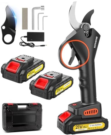 Tijeras de Podar Electricas,33mm 21V Potentes Tijeras de Podar con 2 x 2000mAh Baterías, 800W Larga Duración, Silenciosa,Podadoras Profesionales sin Escobillas para Jardinería,árboles Frutales,Viñedos