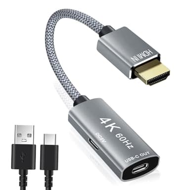 Basesailor Adaptador Cable HDMI Macho a USB-C Hembra con Cable Tipo C,Equipo de la máquina Nreal air AR,Adaptador 4K 60Hz Thunderbolt 3 para MacBook,Mac Air,Microsoft