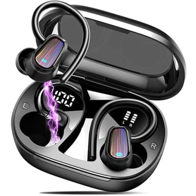 OYIB Auriculares inalambricos Deportivos, 2024 Auriculares Bluetooth 5.4 con HiFi Estéreo, HD Micrófono, 50H Cascos Inalambricos con Pantalla LED, IPX7 Impermeable Auriculares para Sport/Running