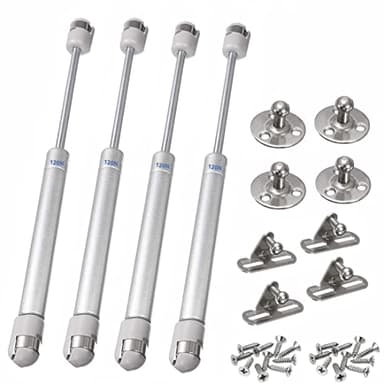 Hidraulico Amortiguador de Gas, JESSTOLO 4PCS Hidráulico Muebles Cocina Amortiguador Puertas Elevables Pistones a Gas Armarios Para Puertas Elevables de Mueble Cocina Baño Gris(120N / 12kg)