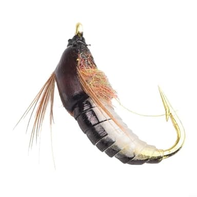 MeevrgR Señuelo de pesca de trucha, mosca realista de ninfa, atado a mano con ganchos fuertes, captura salmón y otros peces fácilmente (12#), 1283919034
