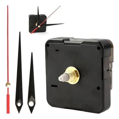 Mecanismo Reloj de Pared, Maquinaria de Reloj a Pilas, Kit Completo de Mecanismo de Reloj de Pared con Movimiento de Cuarzo Silencioso, Incluye Manecillas para Horas, Minutos y Segundos, Eje de 16 mm