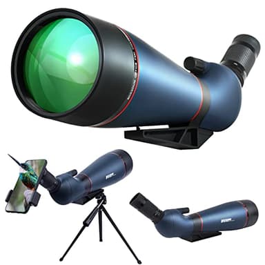 Telescopio terrestre 25-75x100mm con Adaptador para Trípode y Lente HD BAK4 Prism FMC para Tiro al Blanco, Caza y Observación de Aves - Impermeable