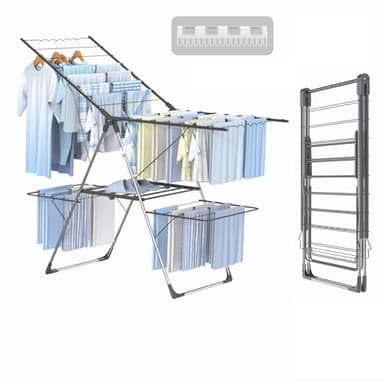 Innotic Tendederos Plegables de Alas, Ahorro de Espacio, Portátil, Grande Espacio de Secado, Ligera, Tendedero de Ropa para Exterior y Interior