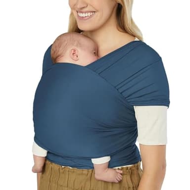 Ergobaby Fular portabebés para recién nacidos desde el nacimiento hasta los 11,3 kg, fular Aura Knit fabricado con tejidos reciclados, elástico y transpirable, fular unisex, Azul (Twilight Navy)