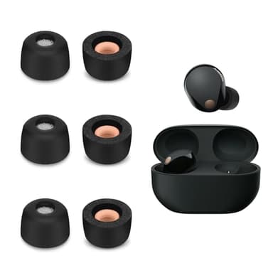 Auriculares In-Ear de Repuesto de 3 Pares Compatibles con Sony WF-1000XM5, Tapones Acolchados In-Ear Ear Earphones (S, Negro)