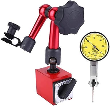 Reloj Comparador con Base Magnetica, Indicador de Prueba de Cuadrante, Medidor de Medición de Precisión con Palanca de 0 a 0,8 mm, Indicador de Prueba de Metros