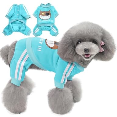 panemy Sudadera Perro Ropa, Jersey Perro Pequeño de Dibujos Animados, Ropa Perro con Patrón de Hola Gato, Ropa de Cachorro Adecuada para Perros Pequeños y Medianos Teddy, Bichon Frise (Azul-XL)