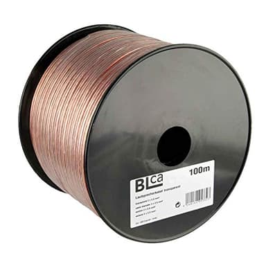 DCSk BLca – 100m - 2 x 2.5mm² - Cable para altavoces – Cable CCA para altavoces, Adecuado parapara receptores, sistemas estéreo, audio y Hifi, Transparente